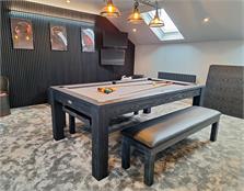 Signature Chester Black Solid Wood Pool Dining Table: 6ft, 7ft
